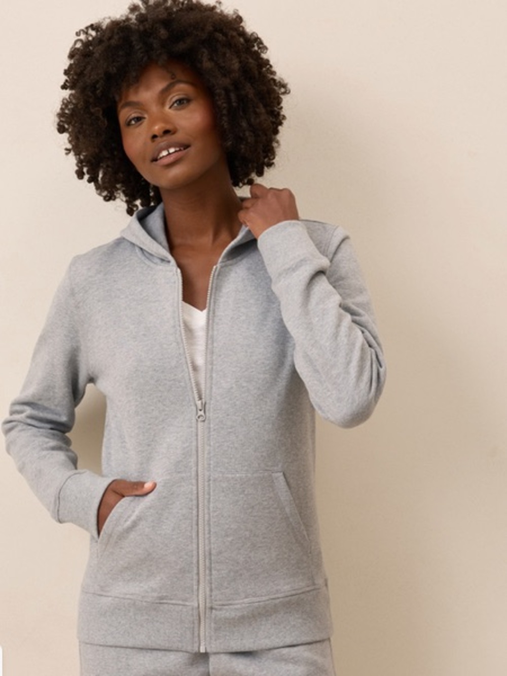 PACT ORGANIC BRUSHED FLEECE FULL ZIP FRONT HOODIE SIZE LARGE HEATHER GRAY